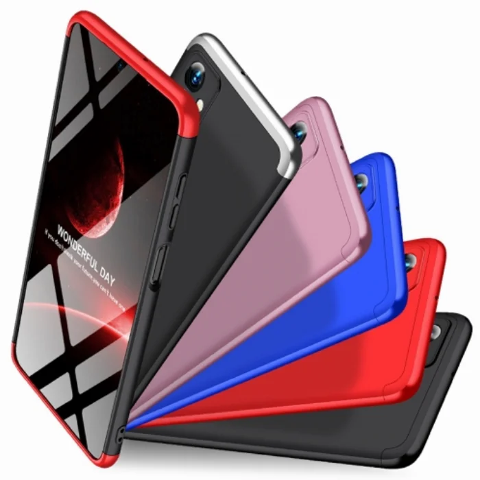Samsung Galaxy M23 5G Kılıf 3 Parçalı 360 Tam Korumalı Rubber AYS Kapak  - Kırmızı - Siyah
