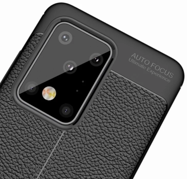 Samsung Galaxy S20 Ultra Kılıf Deri Görünümlü Parmak İzi Bırakmaz Niss Silikon - Siyah