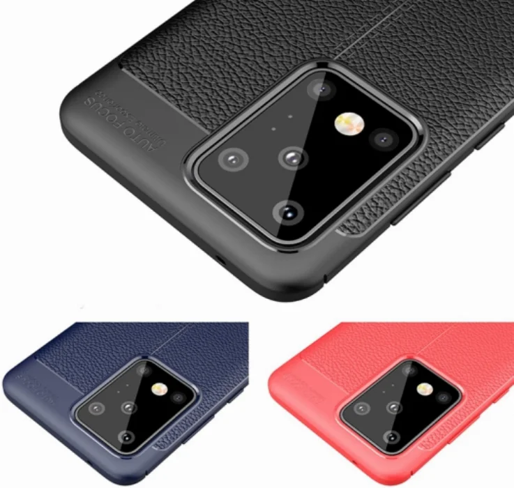 Samsung Galaxy S20 Ultra Kılıf Deri Görünümlü Parmak İzi Bırakmaz Niss Silikon - Siyah