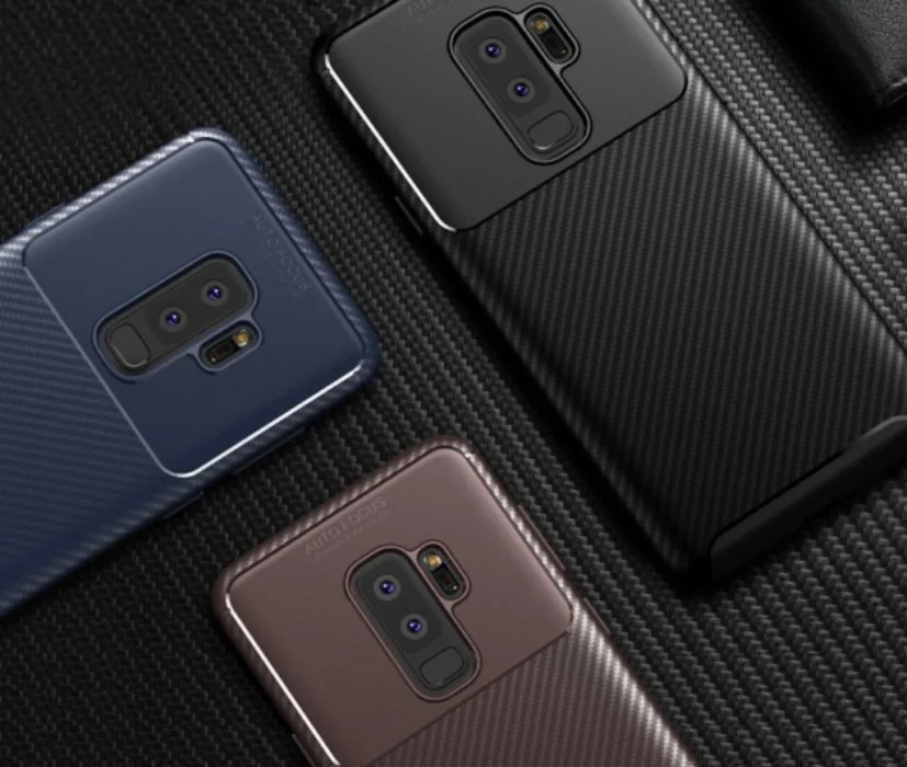 Samsung Galaxy S9 Plus Kılıf Karbon Serisi Mat Fiber Silikon Negro Kapak - Lacivert