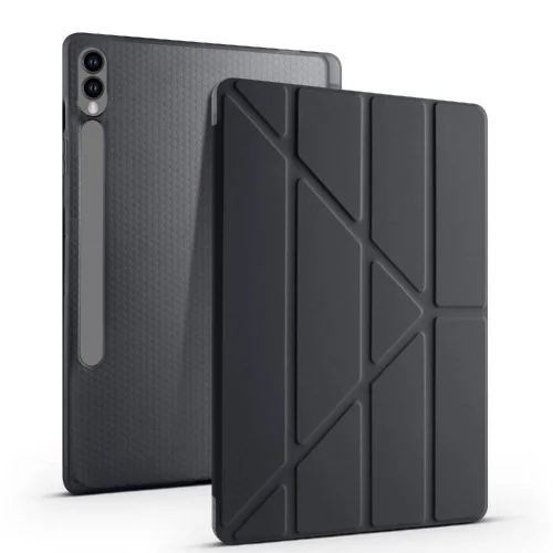 Samsung Galaxy Tab S9 FE Kılıf Standlı Tri Folding Kalemlikli Silikon Smart Cover - Mor