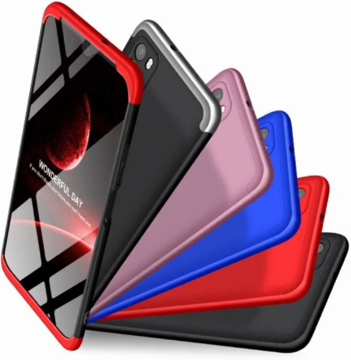 Xiaomi Poco M3 Kılıf 3 Parçalı 360 Tam Korumalı Rubber AYS Kapak - Kırmızı Siyah
