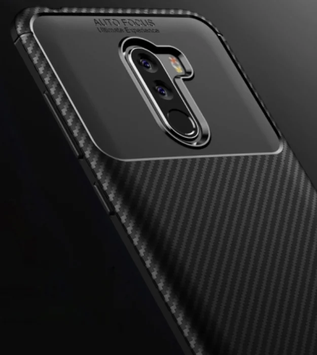 Xiaomi Pocophone F1 Kılıf Karbon Serisi Mat Fiber Silikon Negro Kapak - Lacivert