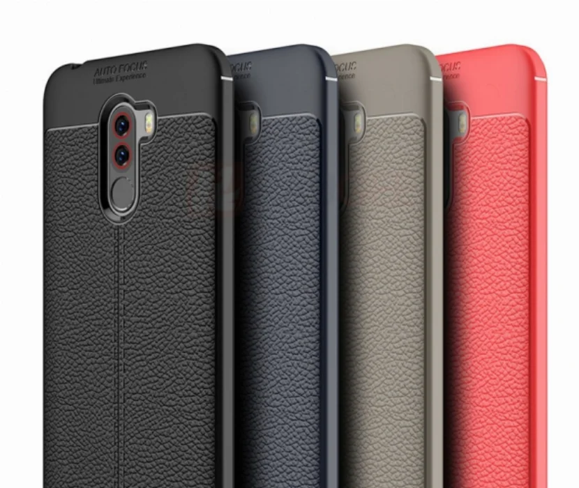 Xiaomi Pocophone F1 Kılıf Deri Görünümlü Parmak İzi Bırakmaz Niss Silikon - Siyah