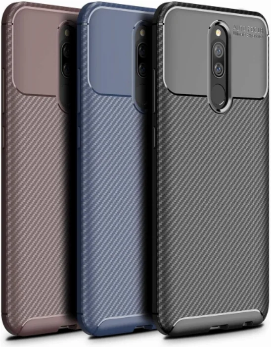 Xiaomi Redmi 8 Kılıf Karbon Serisi Mat Fiber Silikon Negro Kapak - Siyah