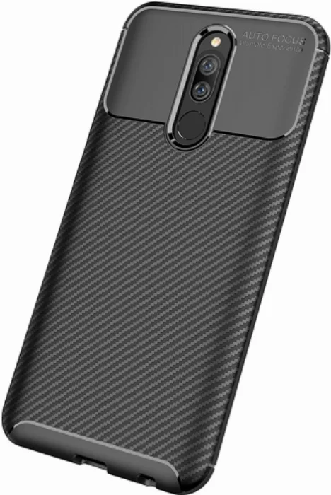 Xiaomi Redmi 8 Kılıf Karbon Serisi Mat Fiber Silikon Negro Kapak - Siyah