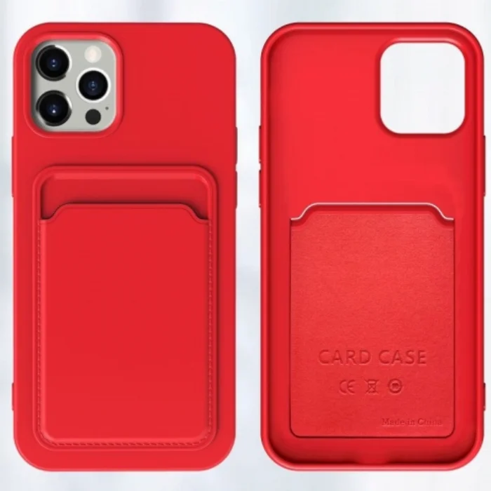 Xiaomi Redmi Note 11s Kılıf Silikon Kartlıklı Mat Esnek Kapak - Kırmızı