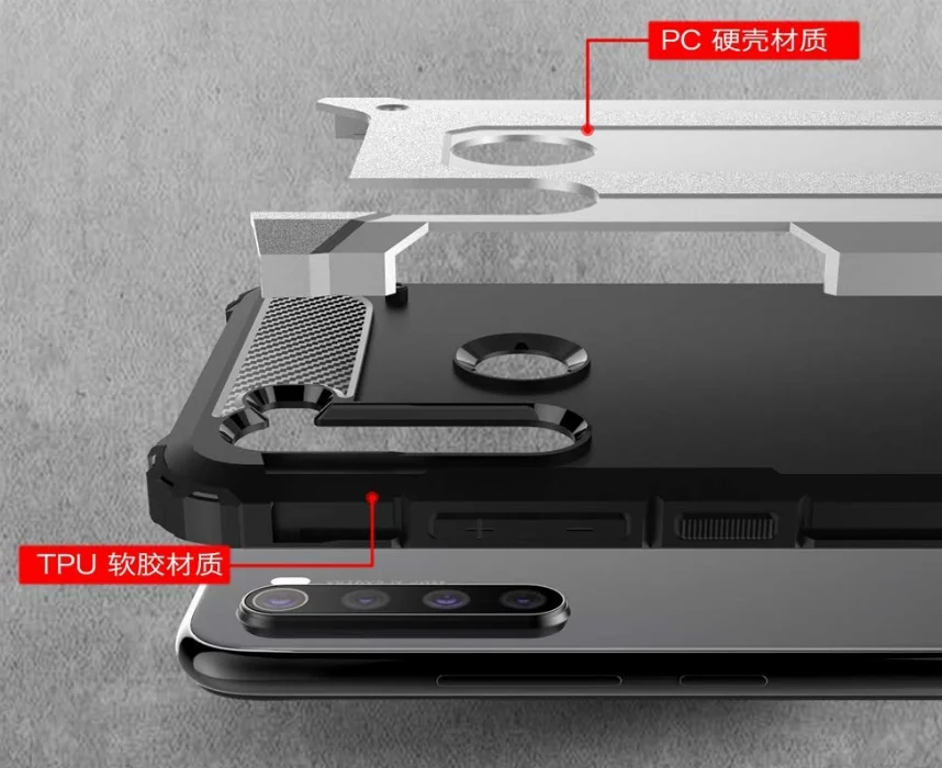 Xiaomi Redmi Note 8 Kılıf Zırhlı Tank Crash Silikon Kapak - Kırmızı