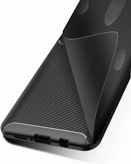 Xiaomi Redmi Note 8 Pro Kılıf Karbon Serisi Mat Fiber Silikon Negro Kapak - Siyah