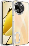 Realme 11 4G Kılıf Kamera Lens Korumalı Şeffaf Renkli Logo Gösteren Parlak Kapak - Gümüş
