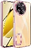 Realme 11 4G Kılıf Kamera Lens Korumalı Şeffaf Renkli Logo Gösteren Parlak Kapak - Rose Gold