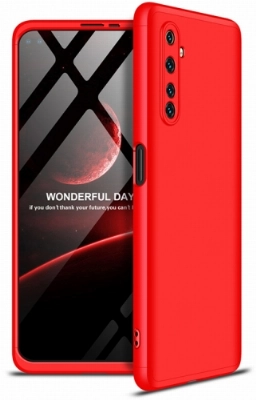 Realme 6 Kılıf 3 Parçalı 360 Tam Korumalı Rubber AYS Kapak - Kırmızı