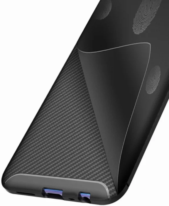 Realme 6i Kılıf Karbon Serisi Mat Fiber Silikon Negro Kapak - Siyah