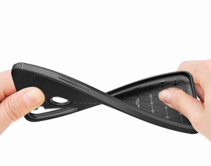 Realme 6i Kılıf Deri Görünümlü Parmak İzi Bırakmaz Niss Silikon - Siyah