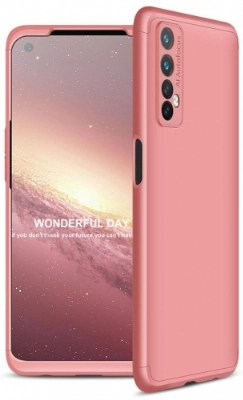 Realme 7 Kılıf 3 Parçalı 360 Tam Korumalı Rubber AYS Kapak - Rose Gold