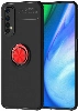 Realme 7 Kılıf Renkli Silikon Yüzüklü Standlı Auto Focus Ravel Kapak - Kırmızı - Siyah