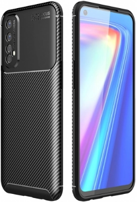 Realme 7 Kılıf Silikon Parmak İzi Bırakmayan Karbon Soft Negro Kapak - Siyah