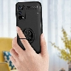 Realme 7 Pro Kılıf Renkli Silikon Yüzüklü Standlı Auto Focus Ravel Kapak - Kırmızı - Siyah