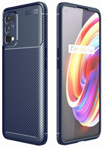 Realme 7 Pro Kılıf Silikon Parmak İzi Bırakmayan Karbon Soft Negro Kapak - Lacivert