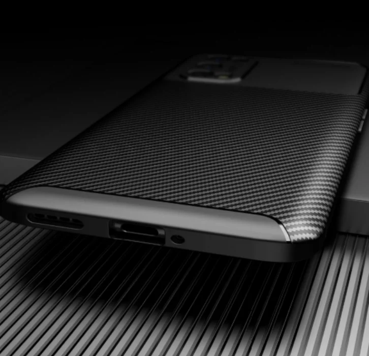 Realme 7 Pro Kılıf Karbon Serisi Mat Fiber Silikon Negro Kapak - Siyah