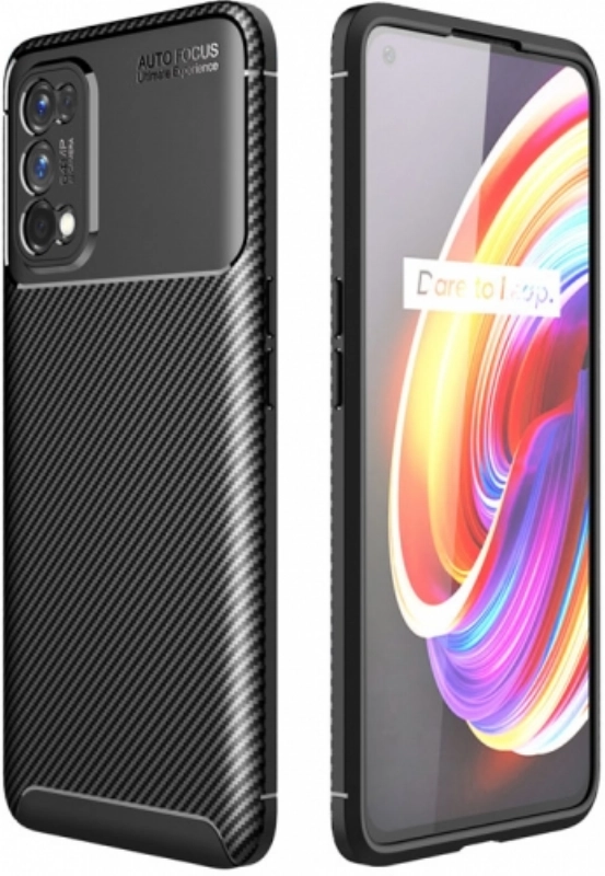 Realme 7 Pro Kılıf Silikon Parmak İzi Bırakmayan Karbon Soft Negro Kapak - Siyah