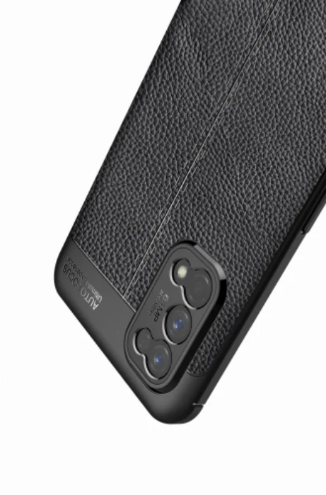 Realme 7 Pro Kılıf Deri Görünümlü Parmak İzi Bırakmaz Niss Silikon - Siyah