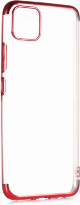 Realme C11 Kılıf Renkli Köşeli Lazer Şeffaf Esnek Silikon - Kırmızı