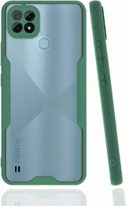 Realme C21 Kılıf Kamera Lens Korumalı Arkası Şeffaf Silikon Kapak - Yeşil