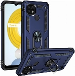 Realme C21 Kılıf Silikon Zırhlı Standlı Yüzüklü Mıknatıslı Tank Kapak - Lacivert