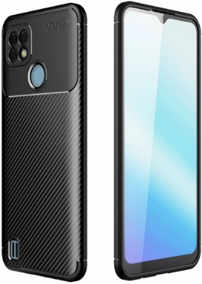 Realme C25 Kılıf Silikon Parmak İzi Bırakmayan Karbon Soft Negro Kapak - Lacivert