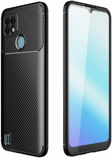 Realme C25 Kılıf Silikon Parmak İzi Bırakmayan Karbon Soft Negro Kapak - Siyah