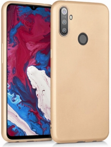 Realme C3 Kılıf İnce Soft Mat Renkli Esnek Silikon Kapak - Gold