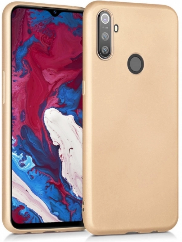 Realme C3 Kılıf İnce Soft Mat Renkli Esnek Silikon Kapak - Gold