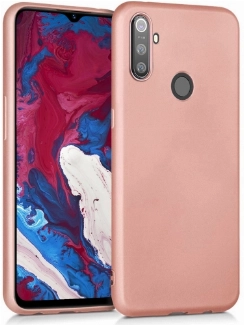 Realme C3 Kılıf İnce Soft Mat Renkli Esnek Silikon Kapak - Rose Gold