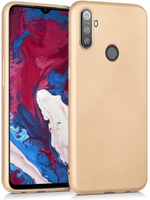 Realme C3i Kılıf İnce Soft Mat Renkli Esnek Silikon Kapak - Gold