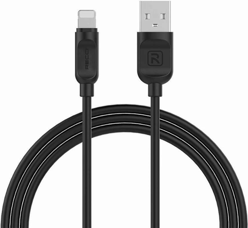 Recci RCL-P100 City of Sky Serisi Lightning to USB-A Data ve Şarj Kablosu 1M - Siyah