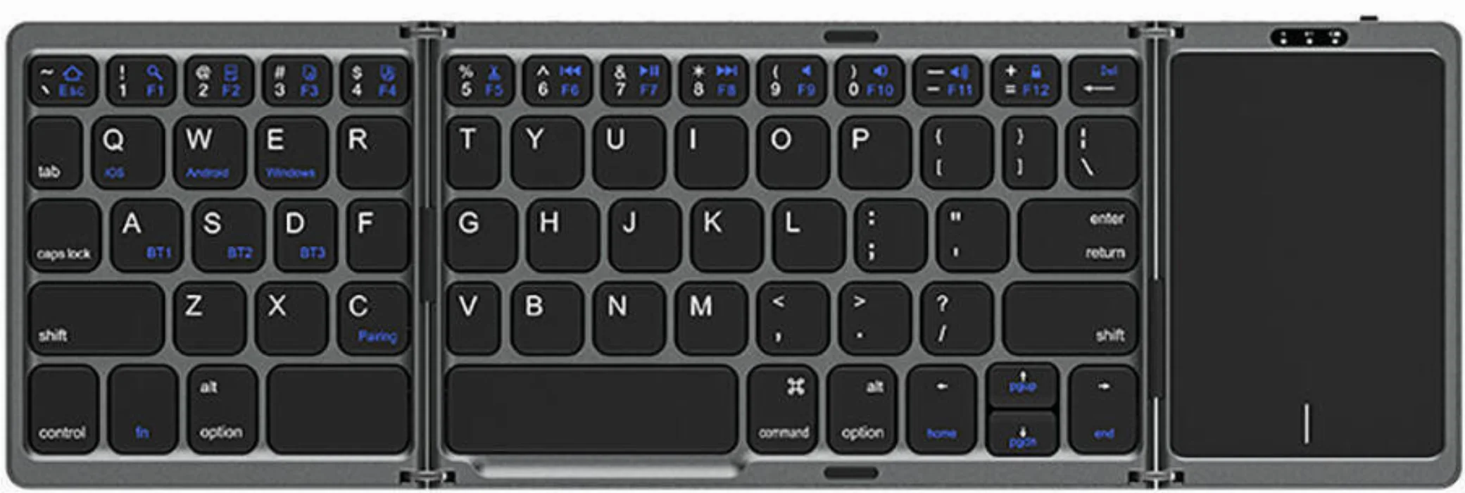 Recci RCS-K01 Katlanabilir Kablosuz Multifonksiyonel Touchpad Klavye - Gri