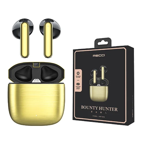 Recci REP-W42 Bounty Hunter TWS Wireless 5.2 Bluetooth Kulaklık - Gold