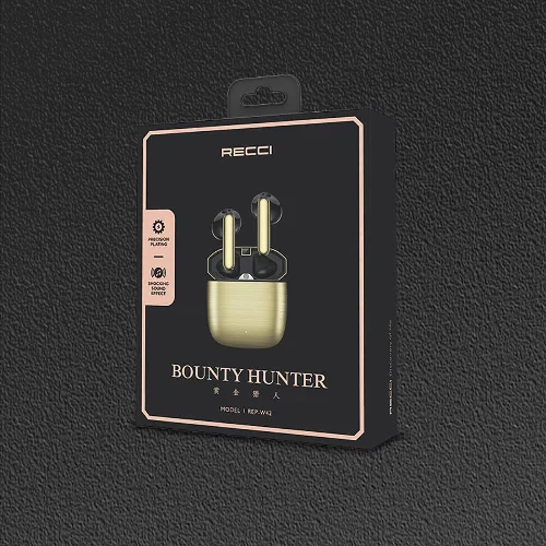 Recci REP-W42 Bounty Hunter TWS Wireless 5.2 Bluetooth Kulaklık - Gold