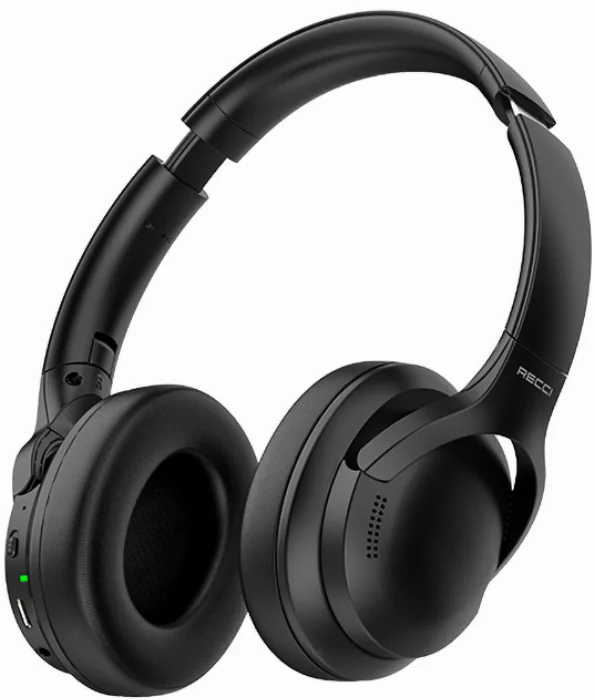 Recci REP-W59 Baron Serisi ANC Özellikli FM Destekli Ayarlanabilir Kulak Üstü Bluetooth Kulaklık - Siyah