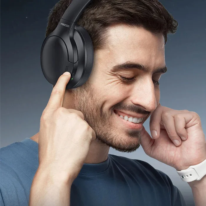 Recci REP-W59 Baron Serisi ANC Özellikli FM Destekli Ayarlanabilir Kulak Üstü Bluetooth Kulaklık - Siyah