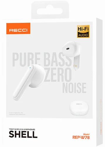 Recci REP-W78 Shell Serisi TWS Wireless 5.3 Bluetooth Kulaklık - Beyaz