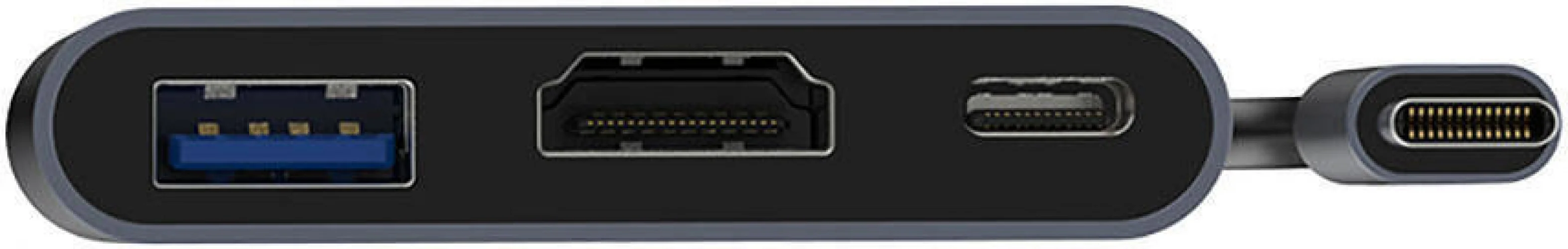 Recci RH05 Type-C to Type-C PD100W + HDMI 4K@30Hz + USB3.0 Bağlantı Özellikli 3in1 Hub - Gri