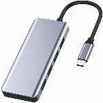 Recci RH06 Type-C to 4 USB3.0 + Micro Bağlantı Özellikli 5in1 USB Çoğaltıcı Hub - Gri