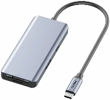 Recci RH07 7 in 1 Type-C Hub PD 100W Şarj Destekli SD Kart-HDMI-USB Çoğaltıcı Kablo 120mm - Gri
