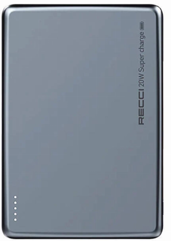 Recci RPB-W20 Taşınabilir Wireless Şarj ve PD Hızlı Şarj Özellikli Powerbank 15W 4900mAh - Mavi