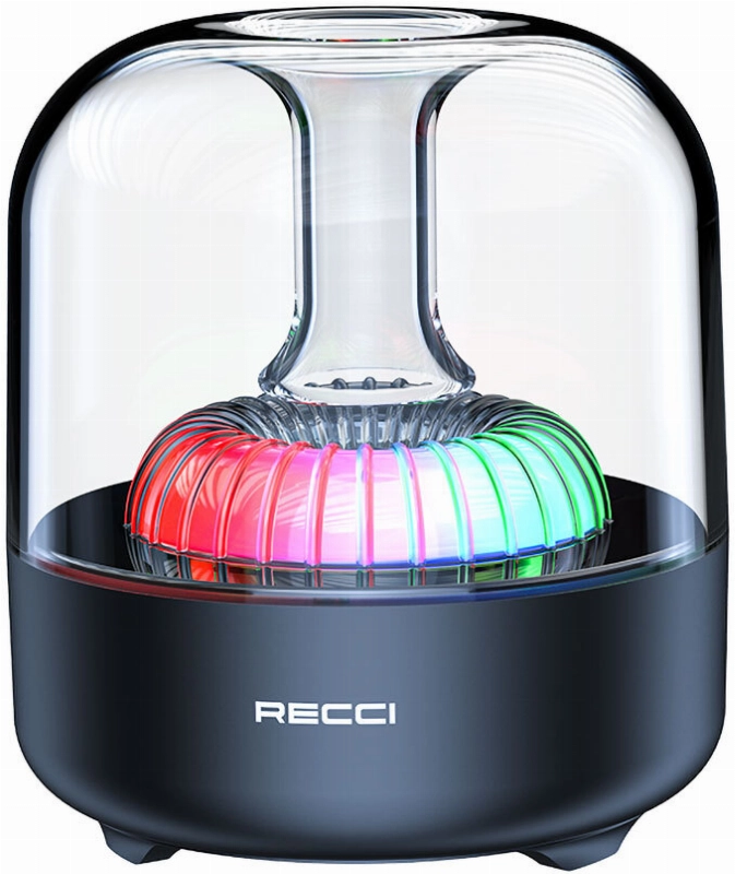 Recci RSK-W31 Amber Serisi FM/TF/AUX Hi-Fi RGB Işıklı Wireless Bluetooth 5.0 Speaker Hoparlör 5W 500mAh - Siyah