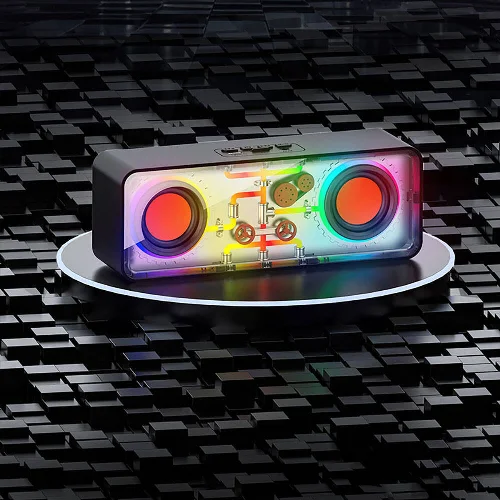 Recci RSK-W38 Space Station Serisi RGB Led Işıklı Bluetooth Hoparlör - Siyah