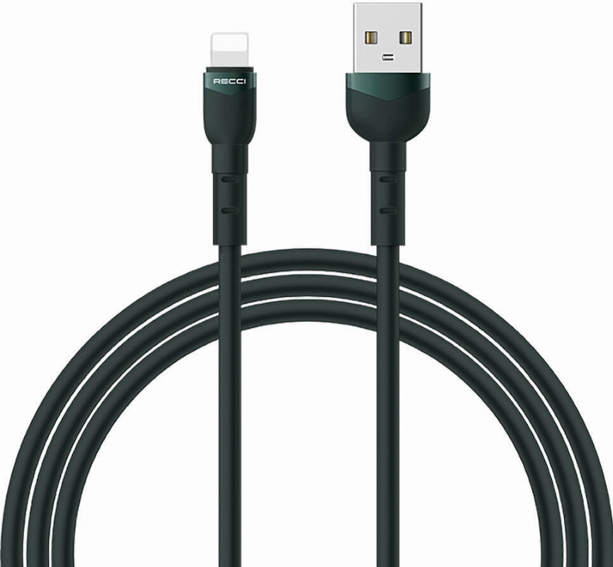 Recci RTC-N35L Hızlı Şarj Özellikli 100cm Lightning to USB-A Kablo - Yeşil