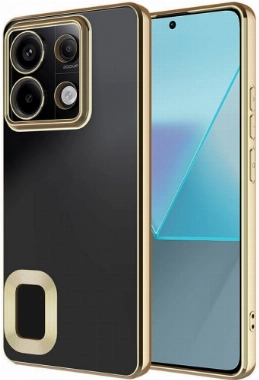 Redmi Note 13 Pro 4G Kılıf Kamera Lens Korumalı Şeffaf Renkli Logo Gösteren Parlak Kapak - Gold